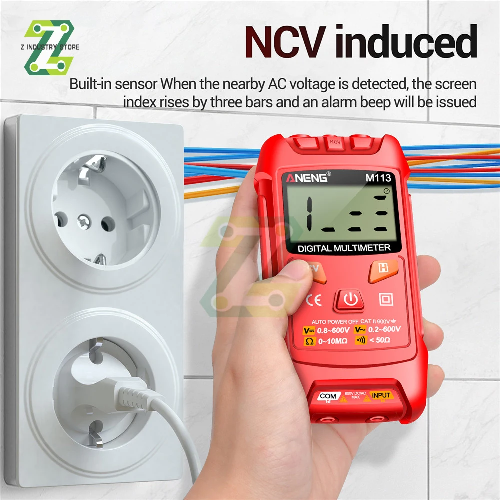 Imagem -04 - Aneng M113 1999 Conta Mini Multímetro Digital Inteligente ac dc Tensão Medidor Ohm Ncv Eletricidade Ferramentas Instrumentos de Medição
