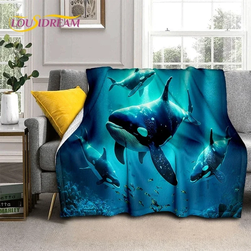 3D Underwater World Seabed Dolphin Cartoon Soft Flannel Blanket for Beds Bedroom Sofa Picnic,Throw Blanket for Outdoors Leisure