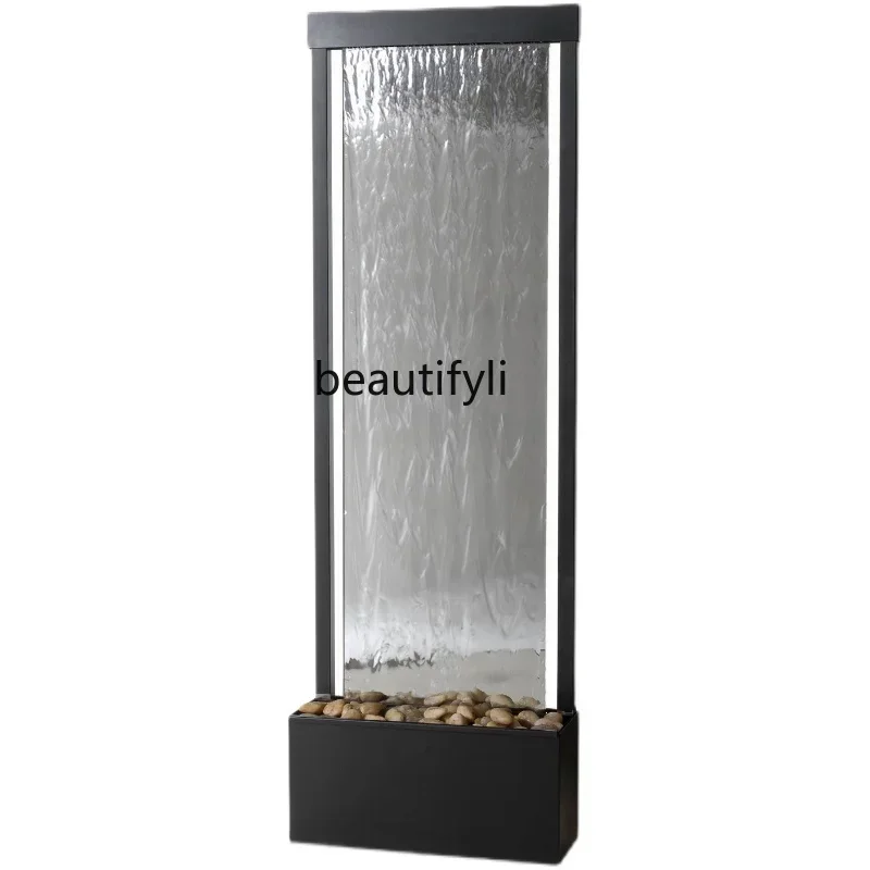 European-style running water fountain, water curtain wall, living room floor ornament, water feature wall screen  H