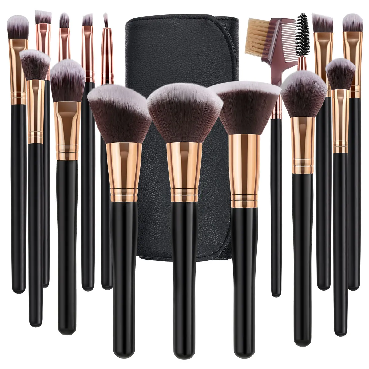 16PCS Portable Black Makeup Brush Set Soft Makeup Brushes Concealer Brush Blush Powder Eye Shadow Foundation Brush Beauty Tools