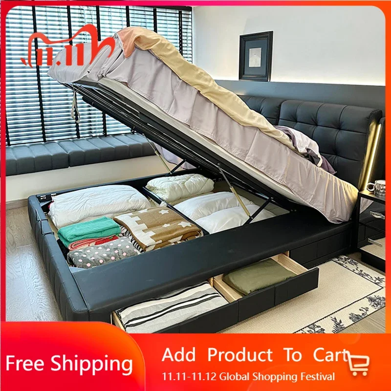 

Vintage Black Double Bed Style Nordic Italian Full Size Double Bed Home Queen Design Regale Sleeping Muebles Hotel Furniture