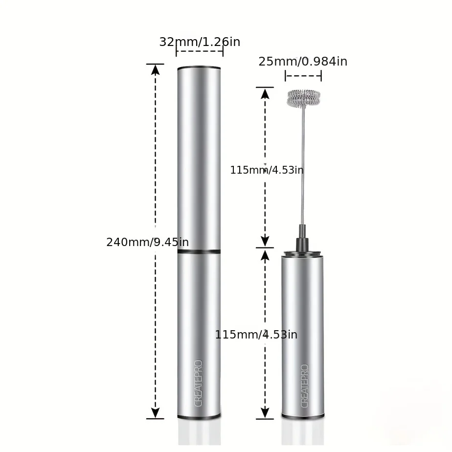 Rechargeable Stainless Steel Milk Frother 2 Speeds for Latte Cappuccino Espresso Home And Barista Use