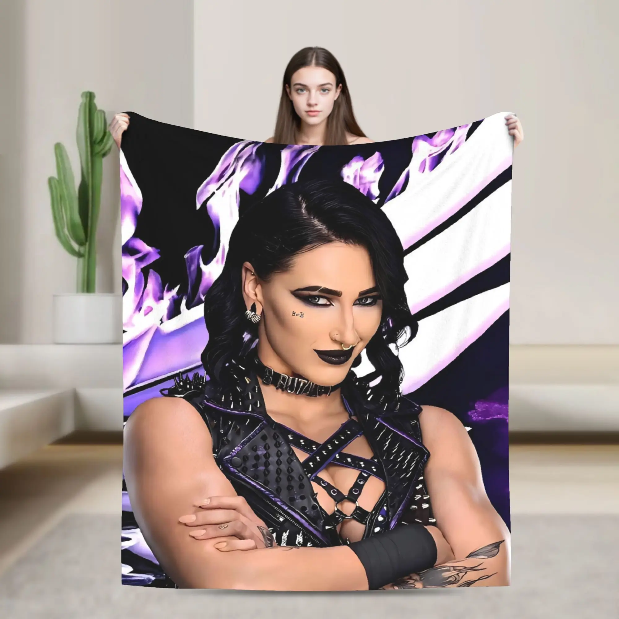 Manta de franela Vintage Rhea Ripley Wrestler, acogedora y cálida para sofá cama, decoración suave para el hogar para todas las estaciones, regalo perfecto
