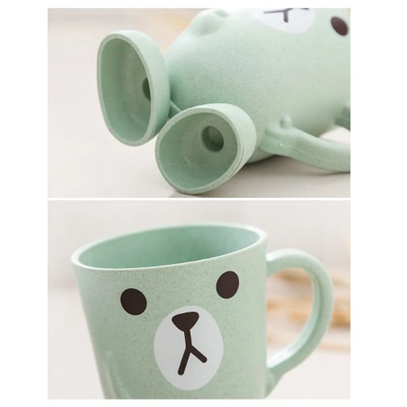 Bathroom Tumbler Mouthwash Cup Wheat Straw Cartoon Animal Toothbrush Cup Portable Toothbrush Holder Bathroom Supplies