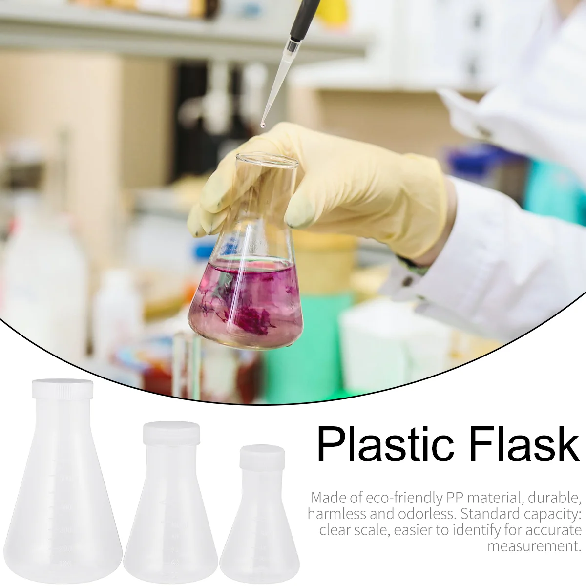 Alcohol Distillation Kit Plastic Erlenmeyer Flask with Stopper Conical for Chemistry