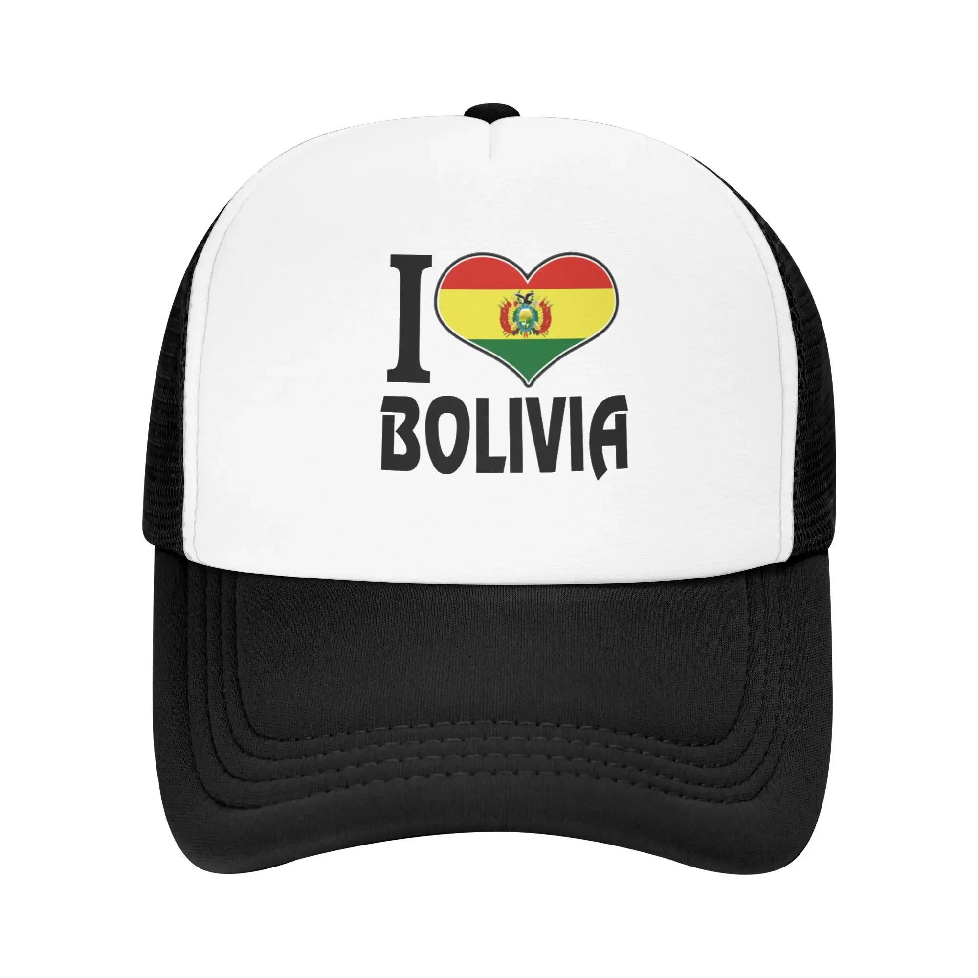 Y2K I Love Bolivia Flag Pool Party Mesh Baseball Caps Women Personalized Female Beach Sunscreen Hat Trucker Cap
