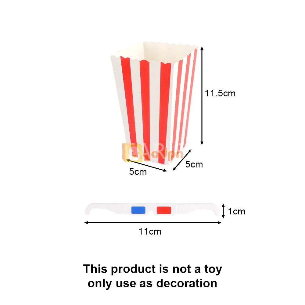 Christmas Holiday Decorations Movie Night Set, Miniature Paper Glasses and Popcorn Bucket Creative Ornament for Elf Doll