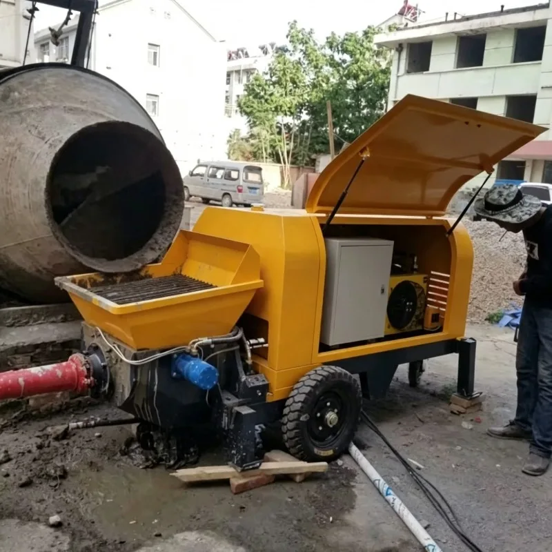 Concrete Pumping Machine Towable Chassis Long Distance Transport Village Construction Site Continuou Diesel Concrete Pump
