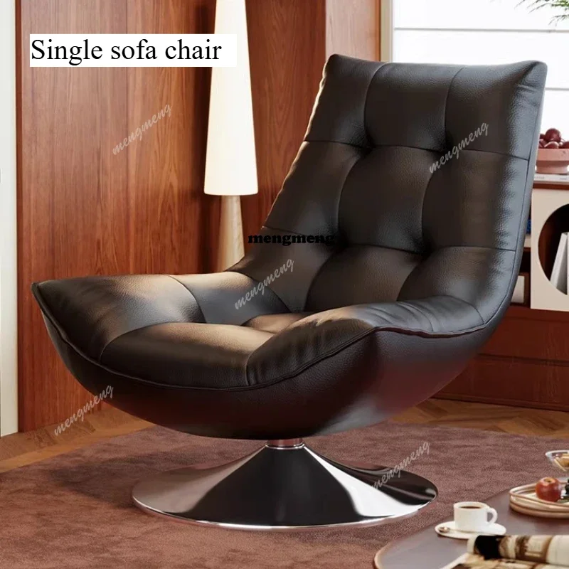 Hot sales Lazy sofa leather rotating leisure chair single sleepable reclining sedentary back chair bedroom balcony sitting recli