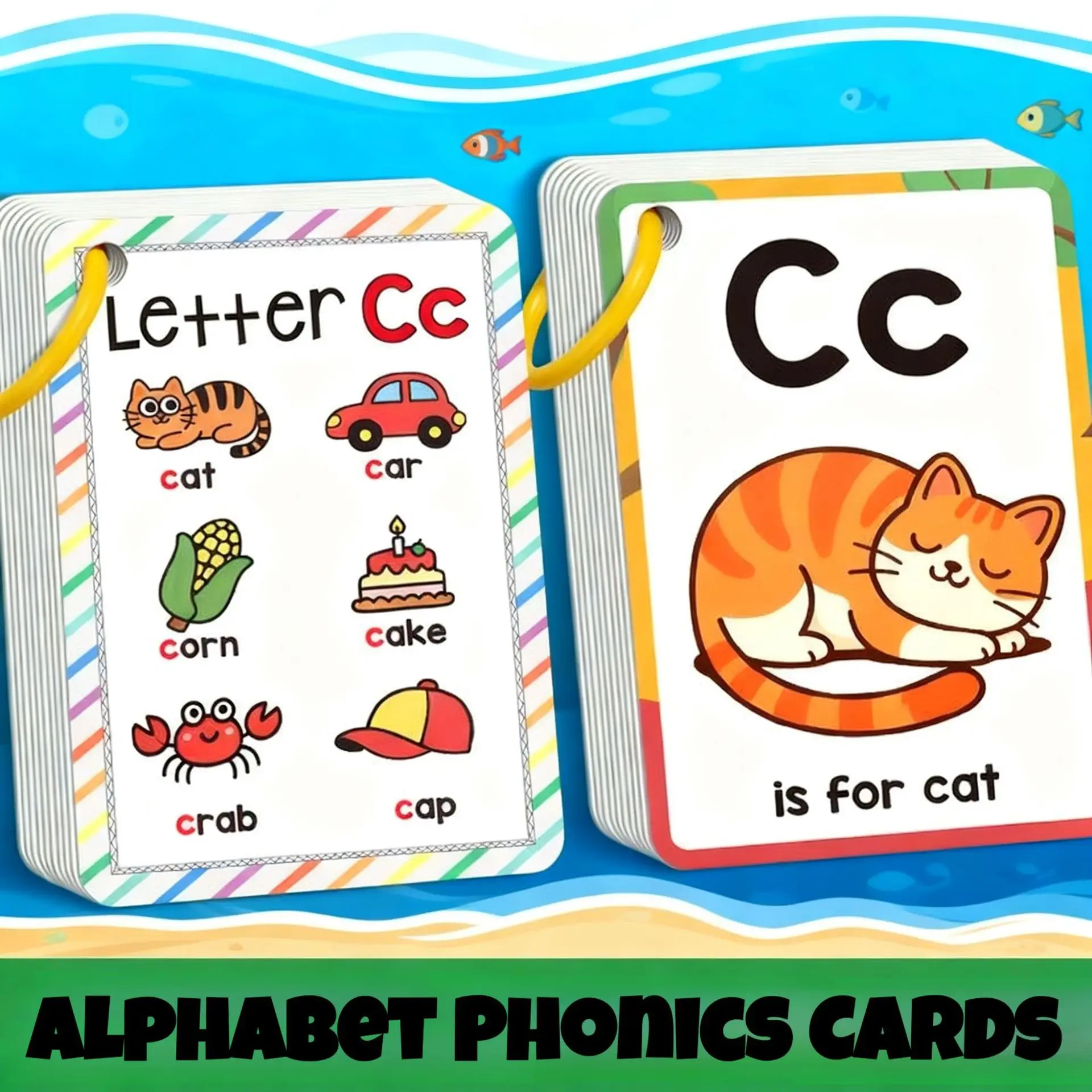 27 English Letter Recognition Cards, Pronunciation Learning, Word Flashcards, Fruit/ Animal Learning Cards