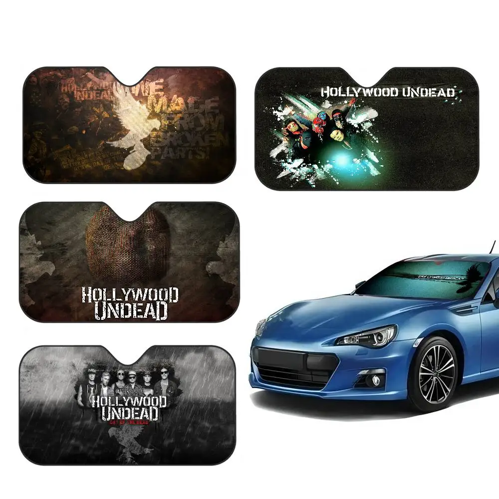 Rap Rock H-Hollywood Undead Band Foldable Front Windshield Sunshade 70x130cm Anime Cartoon Foils Car Sun Visor Sun Shade Protect