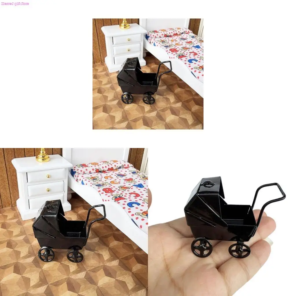 

D0JC Детская коляска Кукольные домики Компактная детская коляска для кукольных домиков Сцены Пластиковые аксессуары для детской