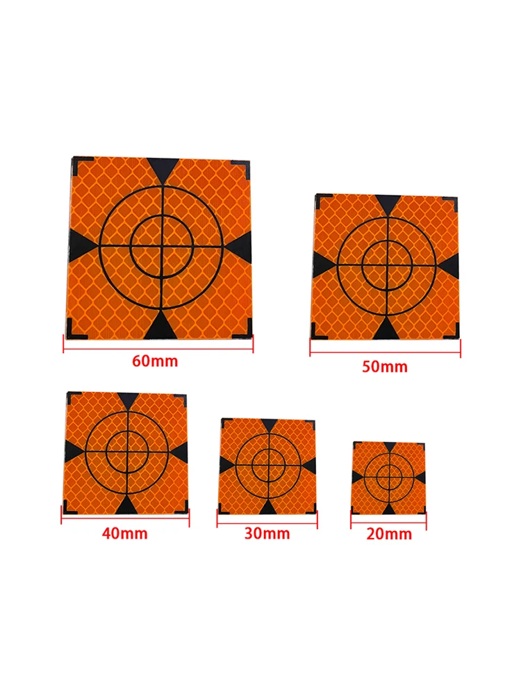 100 pz arancione triangolo riflettore foglio nastro bersaglio foglio dimensioni 20 30 40 50 60 80mm stazione totale rilevamento nastro riflettente