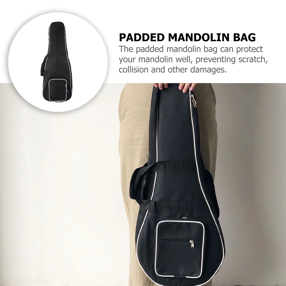 

Soft Mandolin Bag Waterproof Small Musical Instrument Tote Gig Black Oxford Cloth