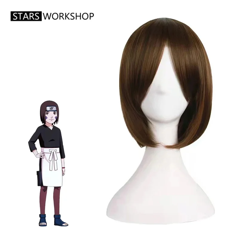 

In Stock Anime Nohara Rin Cosplay Wig Short Brown Heat Resistant Hair Wigs + Wig Cap For Christmas Halloween