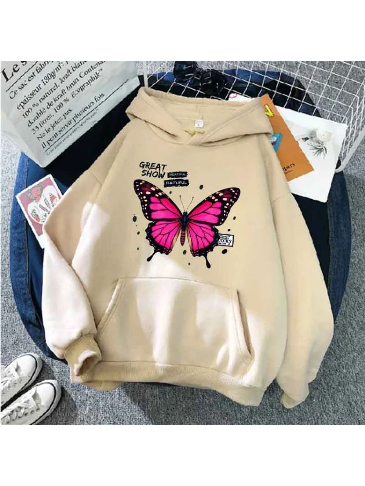 الربيع/الخريف النساء بلايز الملابس الجمالية أزياء الرجال البلوز الجرافيك هوديي فراشة نمط الشارع العصرية هوديس الأعلى