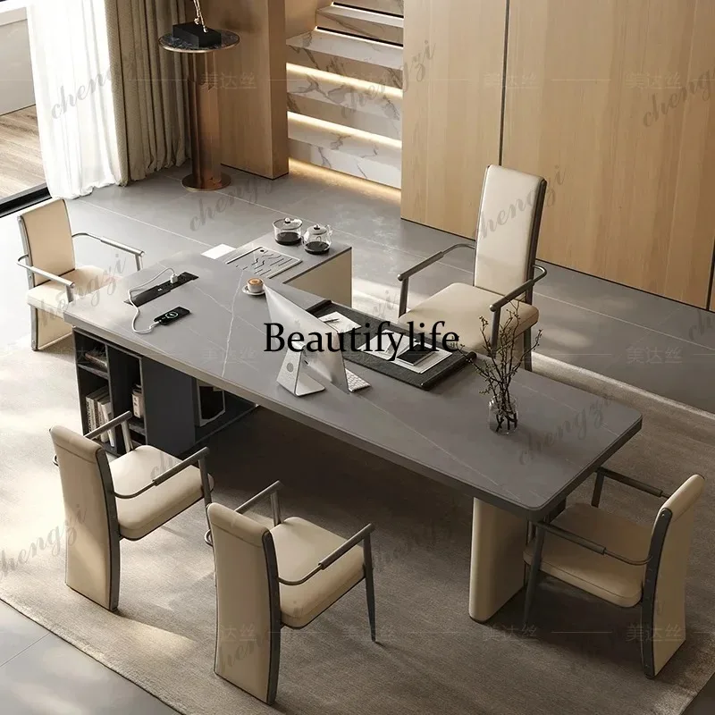 PPP Upgrade Designer Wood Office Desk Aesthetic Luxury Writing Wooden Office Table Executive Modern Mesa De Escritorio Furniture