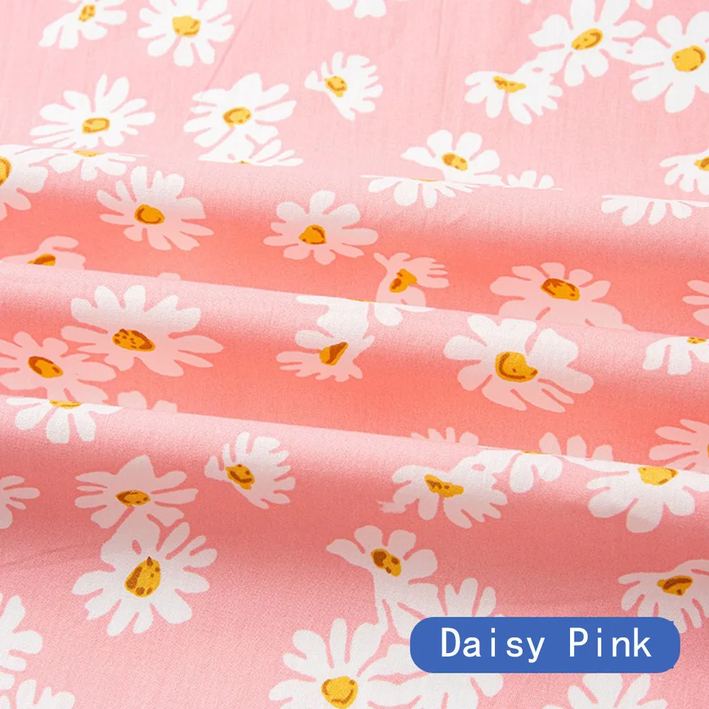 50X150cm Pastoral Daisy Floral Poplin Cotton Fabric DIY Children Costume Cloth Make Bedding Quilting Pillowcase Decoration Home