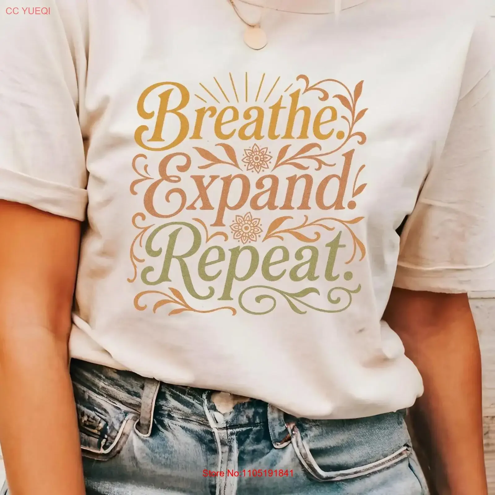 تي شيرت Breathe Expand Repeat تي شيرت ريترو مايندفولنيس 100 قطن عتيق مغسول أنيق جرافيك متعدد الاستخدامات للارتداء اليومي