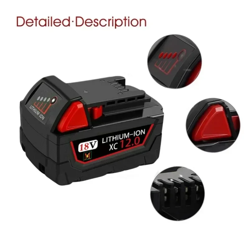 TPCELL 5/6/9/12Ah For Milwaukee M18 Batteries M18B5 XC Rechargeable Lithium ION 18V Battery 5.0 6.0 9.0 12.0Ah