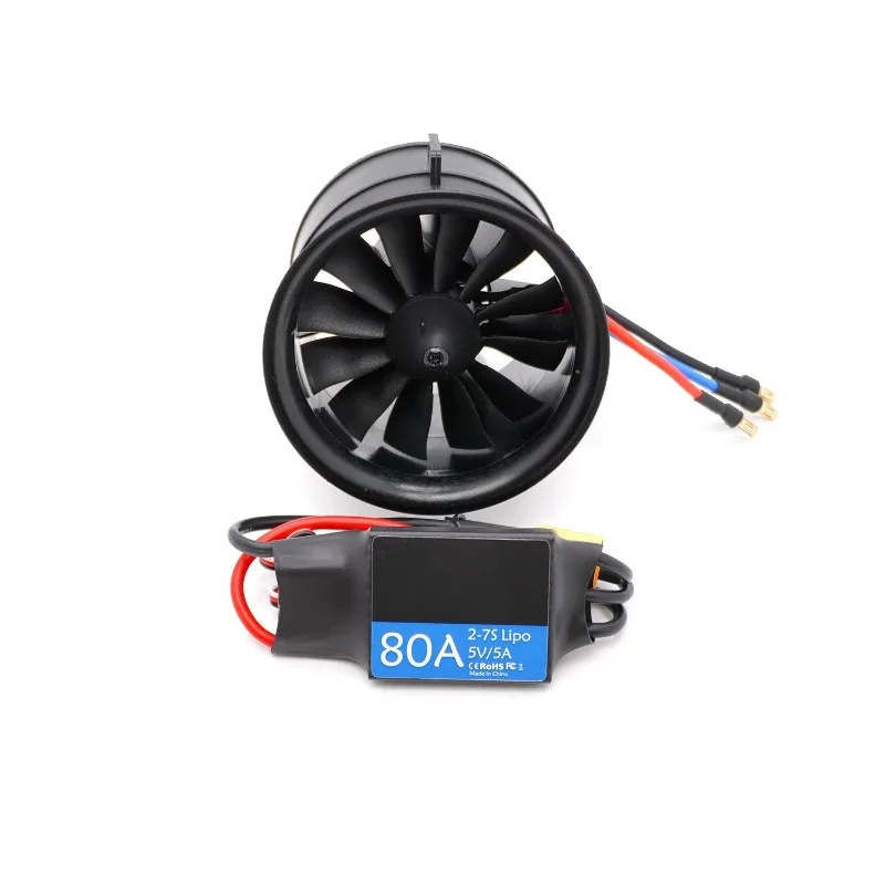 40A 50A 80A 2-7S 5V BEC ESC 50 64 70mm EDF Ducted Fan Combo For RC Fixed Wing Airplane