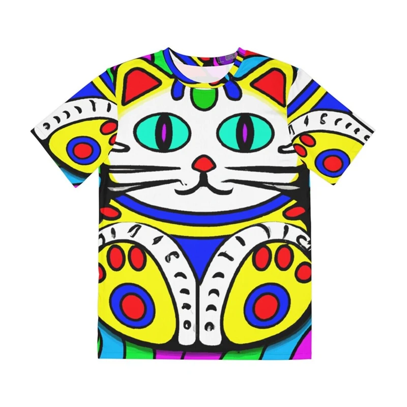 Cartoon Anime Cat T-shirt For Men And Children Short Sleeve O-neck T Shirts Cute Funny Animal Print Graphic Street Retro Tee