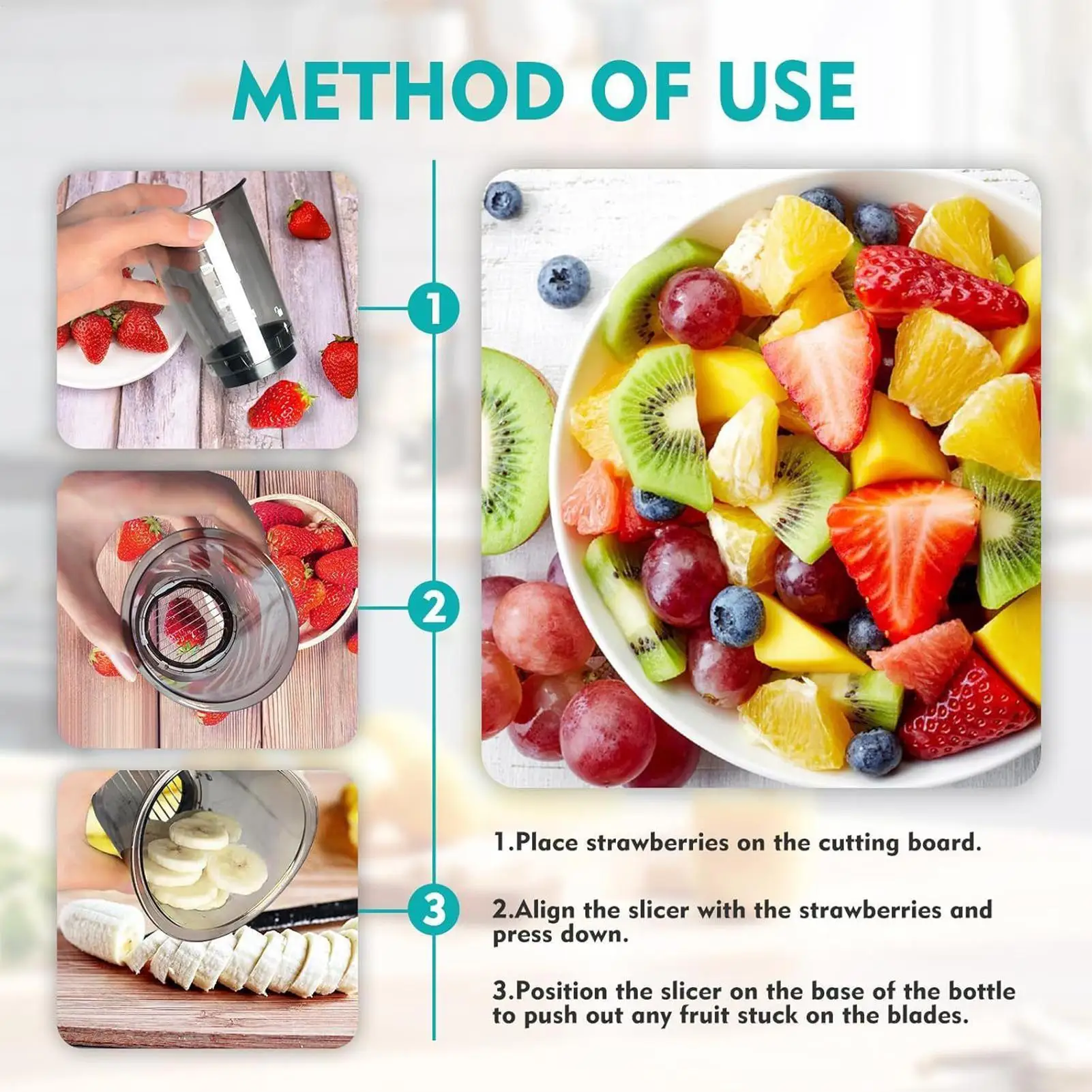 Fruit Cutter Slicer Cup Strawberries Cutter Cup Detachable Grape Slicing Tool Kitchen Gadget For Eggs Carrots Cucumber Kiwi - view 4