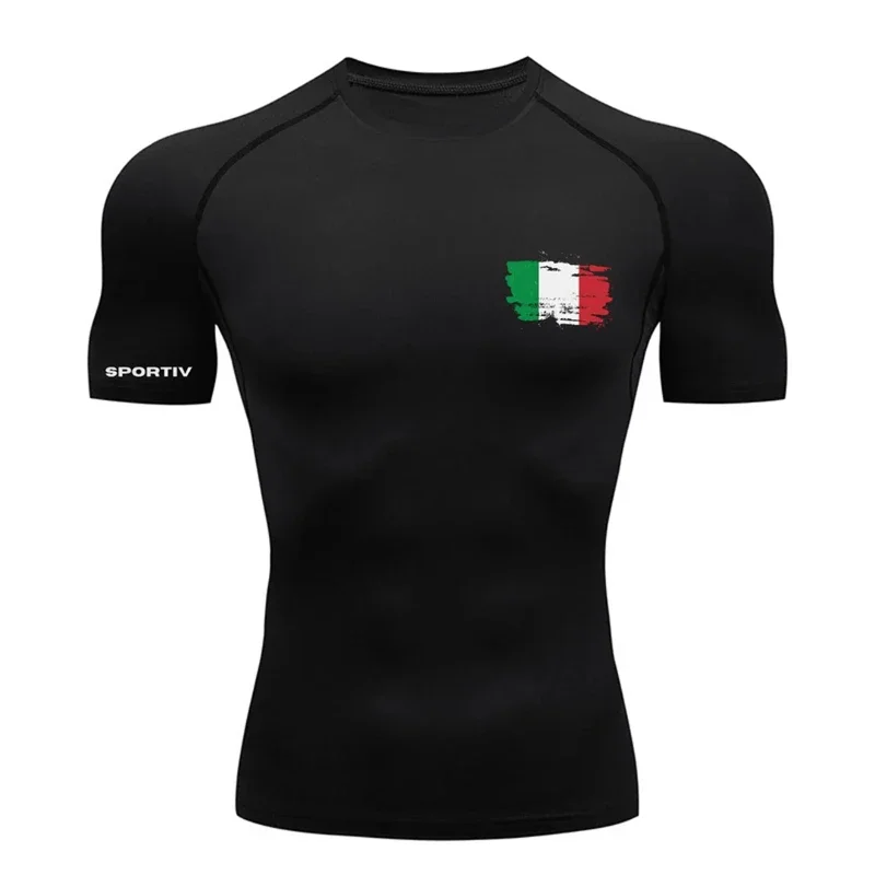 Flag Graphic Athletic Quick Dry Tshirts for Men Gym Workout Running Baselayers Undershirts Patriotic Tees Tops Compression Shirt