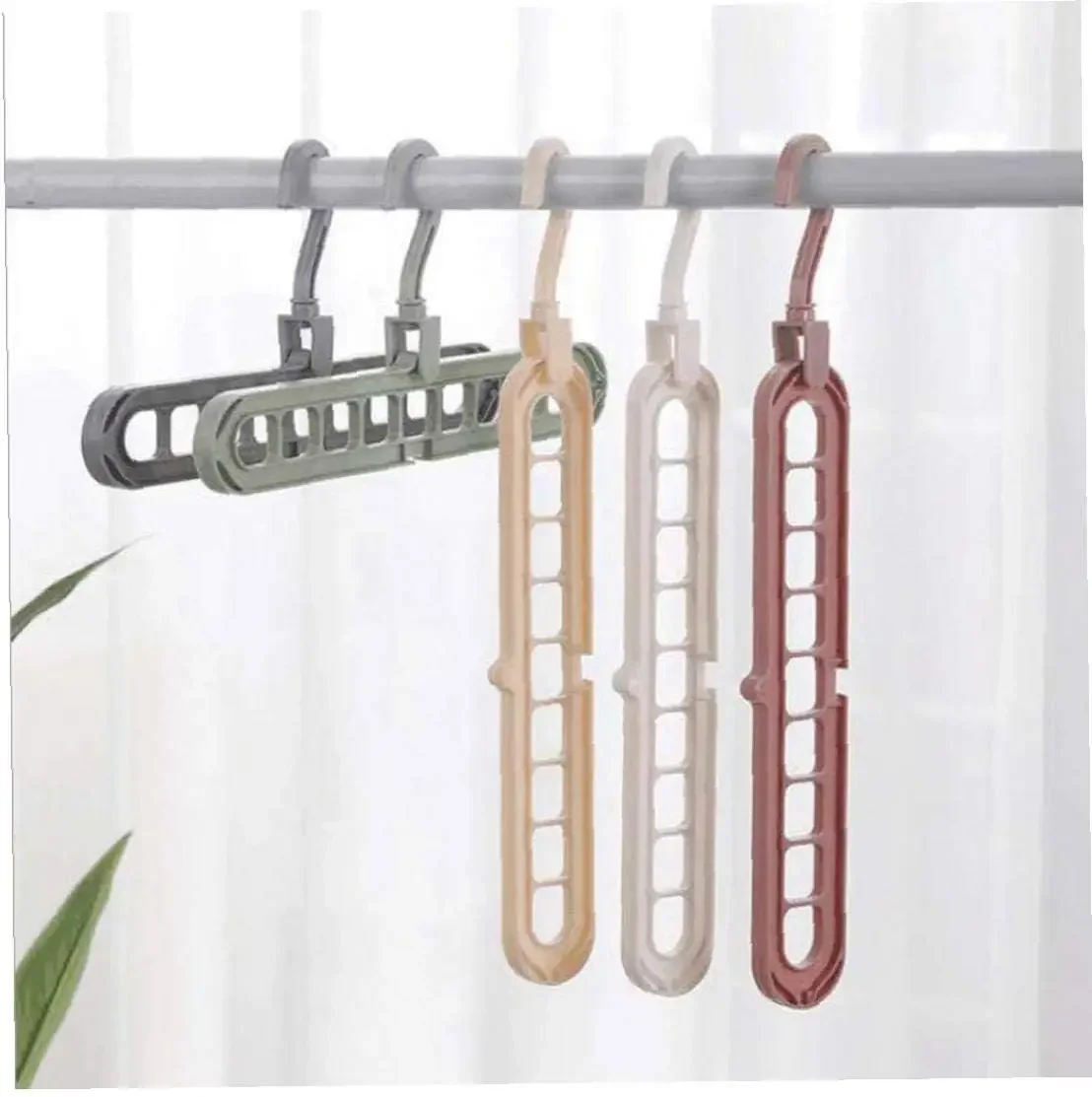 2PCS Multi-functional 9-hole Clothes Hanger Organizer Space Saving Folding Magic Hanger Drying Rack Scarf Clothes Storage Supply