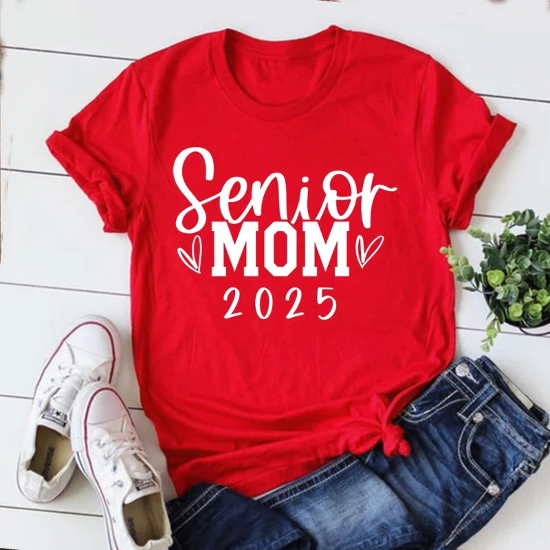 Senior Mom 2025 Shirt Graduation Senior 2025 Tshirt Print Graduate Mom Tops Aesthetic Graduation Women Clothing L