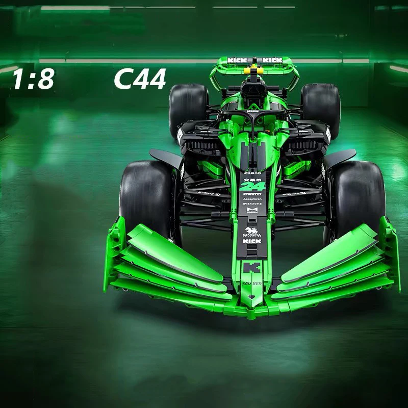 Bloques de construcción de automóviles de carreras F1 técnicos, juegos de modelos a escala 1:8, 2024 Kicks Saubers C44, vehículo de fórmula, juguetes de bloques de construcción