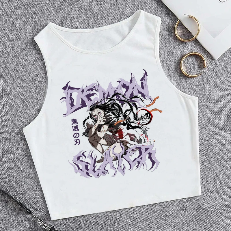 Kimetsu No Yaiba Crop Top Demon Slayer T Shirt canotta canotta Nezuko maglietta Anime giapponese Tanjirou Kamado Cropped T-Shirt femminile