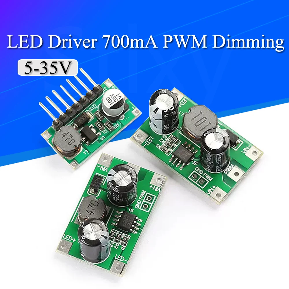 1\\5PCS 3W 5-35V LED Driver 700mA PWM Dimming DC to DC Step-down Constant Current