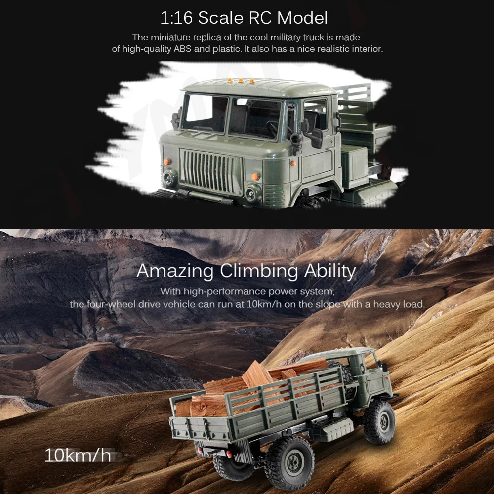 1:16 Wpl B-24 Gaz-66 Remote Control Military Truck Diy Off-road 4wd Rc Car 4 Wheel Drive Off-road Climbing Vehicle For Gift Toy