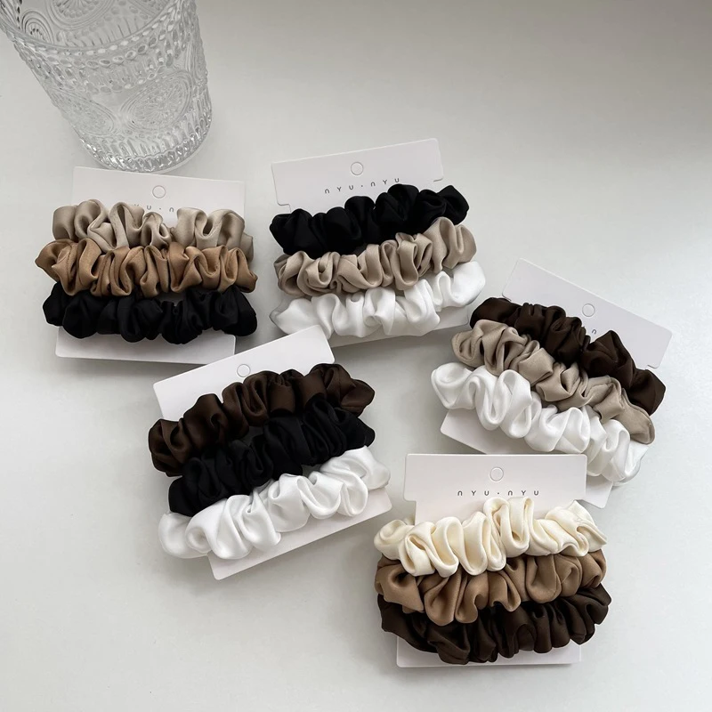 3pcs/set Silk Satin Scrunchies Women Small Scrunchies Rubber Bands Hair Ties Gum Elastics Ponytail Holders for Elastic Hairband