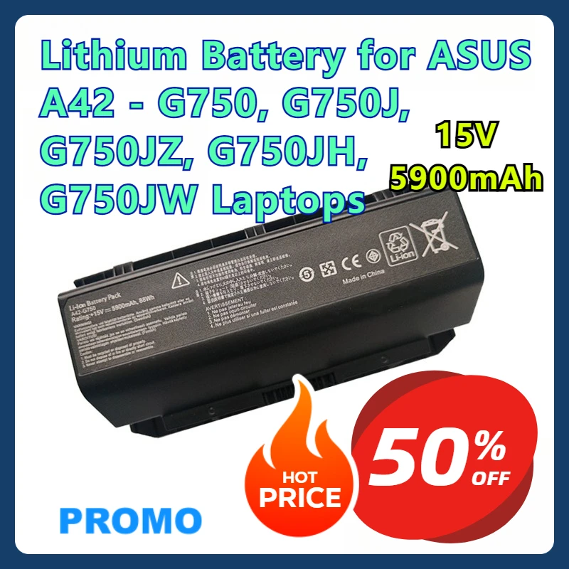 

Литиевая батарея для ноутбуков ASUS A42 - G750, G750J, G750JZ, G750JH, G750JW
