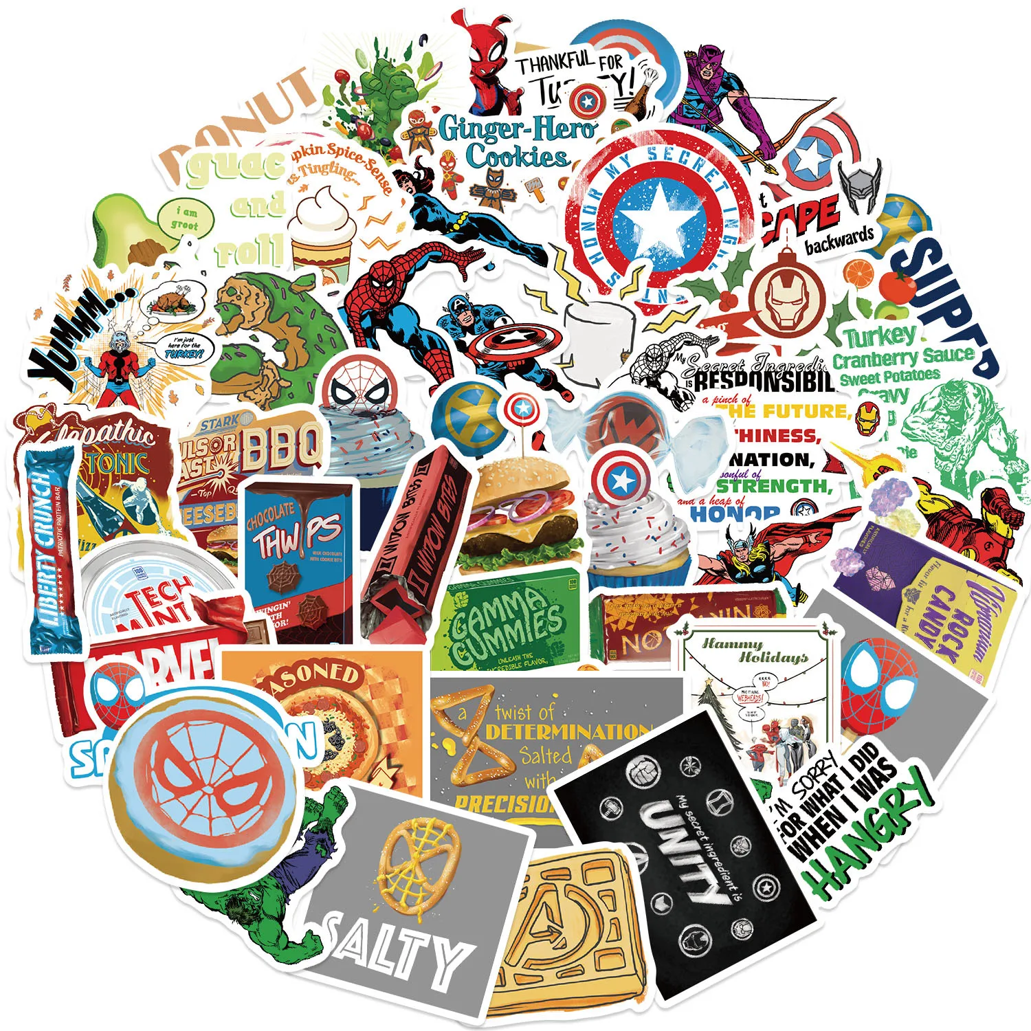 

10/30/50PCS Disney Marvel Avengers Superhero Food Stickers Cartoon Graffiti Decorative Water Cup Guitar Waterproof Decal Toy