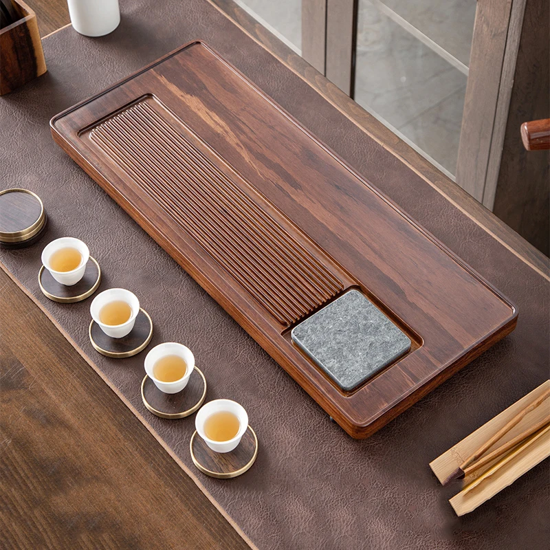 Chinese Vintage Tea Tray Water Storage Bamboo Stone Dry Bubble Tea Tray Luxury Ceremony