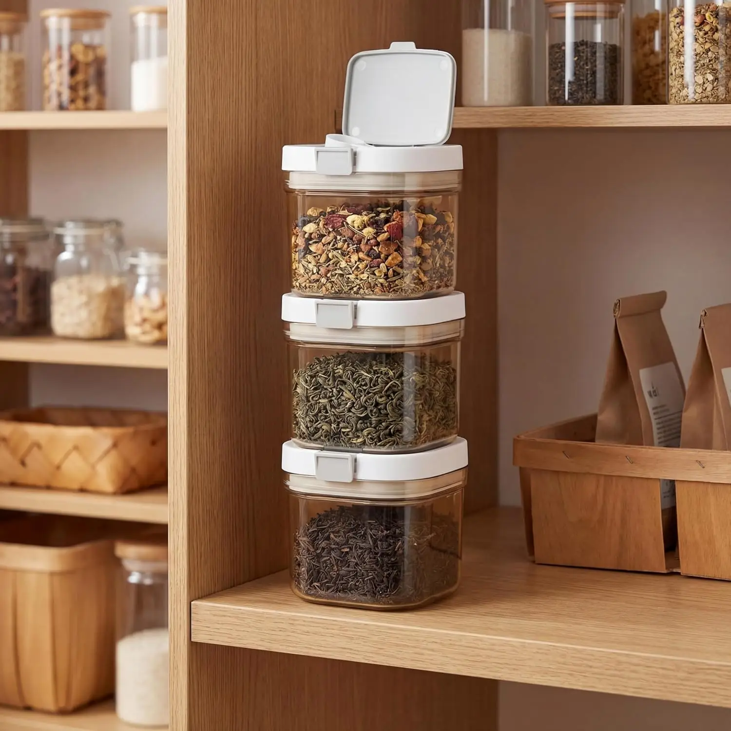 2pcs Coffee Canister with Scoop Airtight Coffee Storage Container Amber Light Blocking Jar Wide Mouth for Coffee Beans Sugar view 6