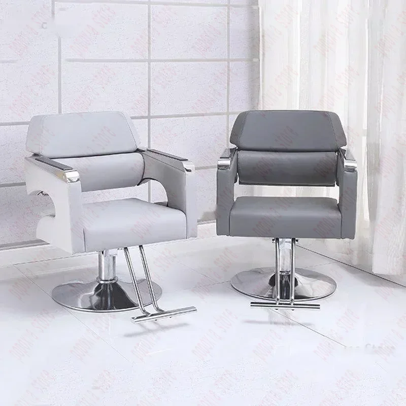 Modern Professional Barber Chairs Salon Furniture Light Luxury Beauty  Hairdressing  Swivel Lift Stainless Steel