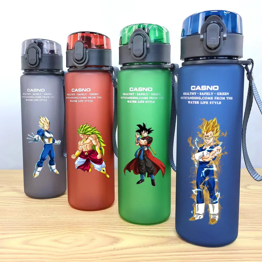 560ML Dragon Ball Son Goku Bulma Krillin kolorowa Anime kreskówka o dużej pojemności przenośna sportowy kubek na wodę Fitness na zewnątrz