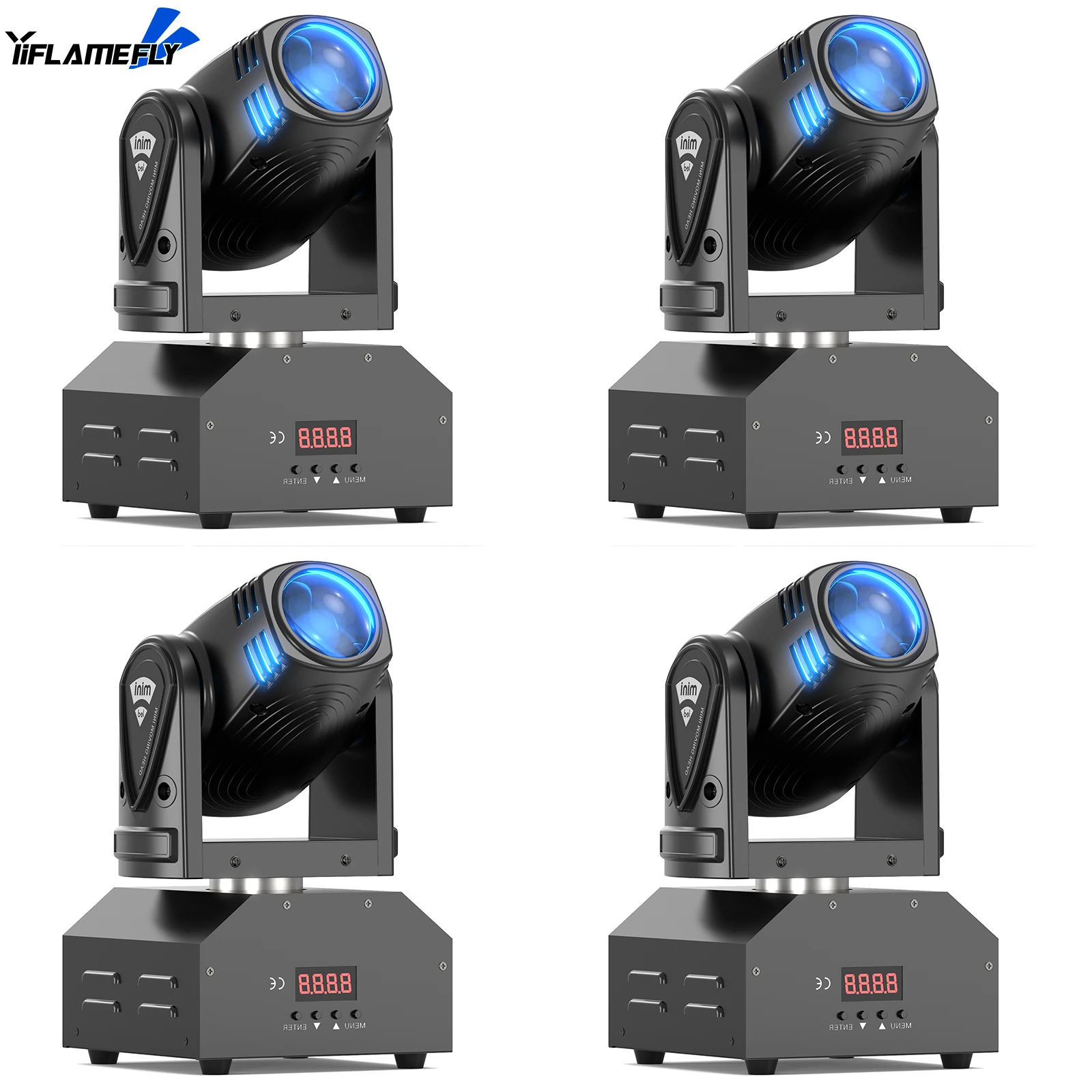

Yiflamefly 4Pcs 60W Mini LED RGBW Moving Head Light 11/13CH DMX512 Voice-activated 4 in 1 Stage Light for DJ Disco Wedding Disco