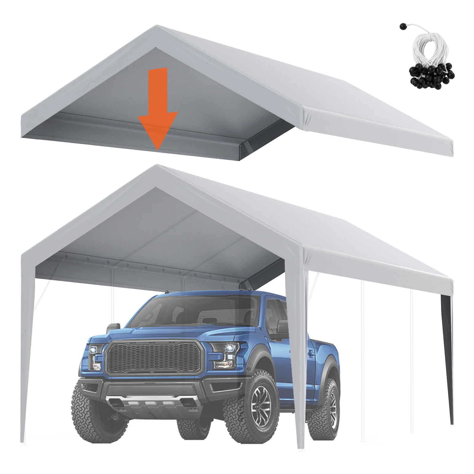 

VEVOR Carport Replacement Canopy Cover Garage Top Tent Shelter Tarp Heavy-Duty Waterproof & UV Protected