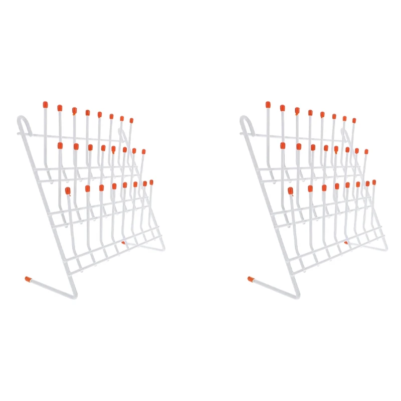 

2X Lab Drying Rack 24 Pegs Lab Glassware Rack Wire Glassware Drying Rack Wall Mount/Freestanding Lab Glass Drying Rack