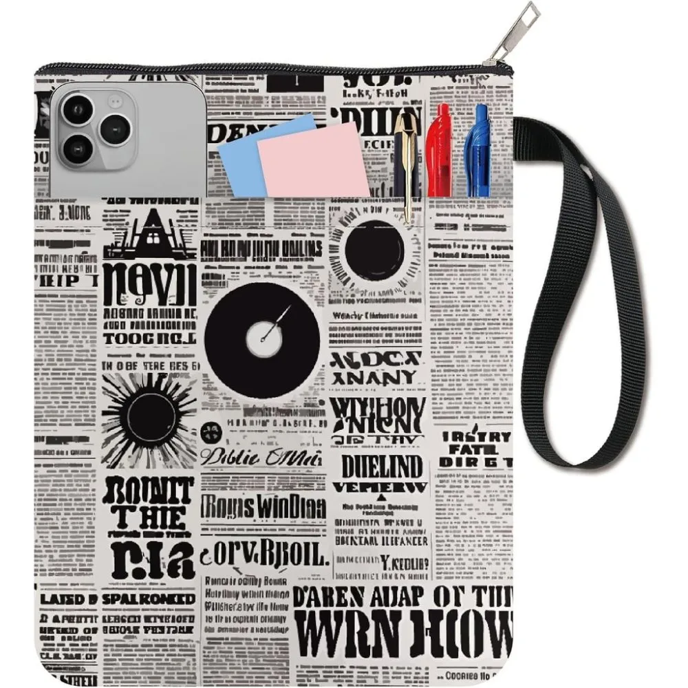 Newspaper Book Covers Retro Book Protector Book Sleeve for Paperbacks Washable Fabric Cloth Book Cover with Zipper and Sleeve