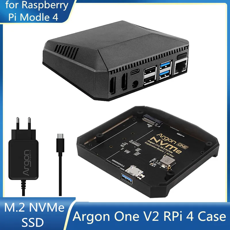 

Argon One V2 Raspberry Pi 4 Case Passive Cooling Metal Shell Optional M.2 NVMe SSD Expansion Board for Raspberry Pi Model B