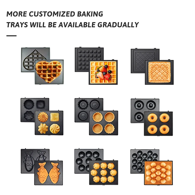 professional multifunction 3 in 1 breakfast sandwich waffle makers 5 in 1 commercial electric heart shaped maker machine