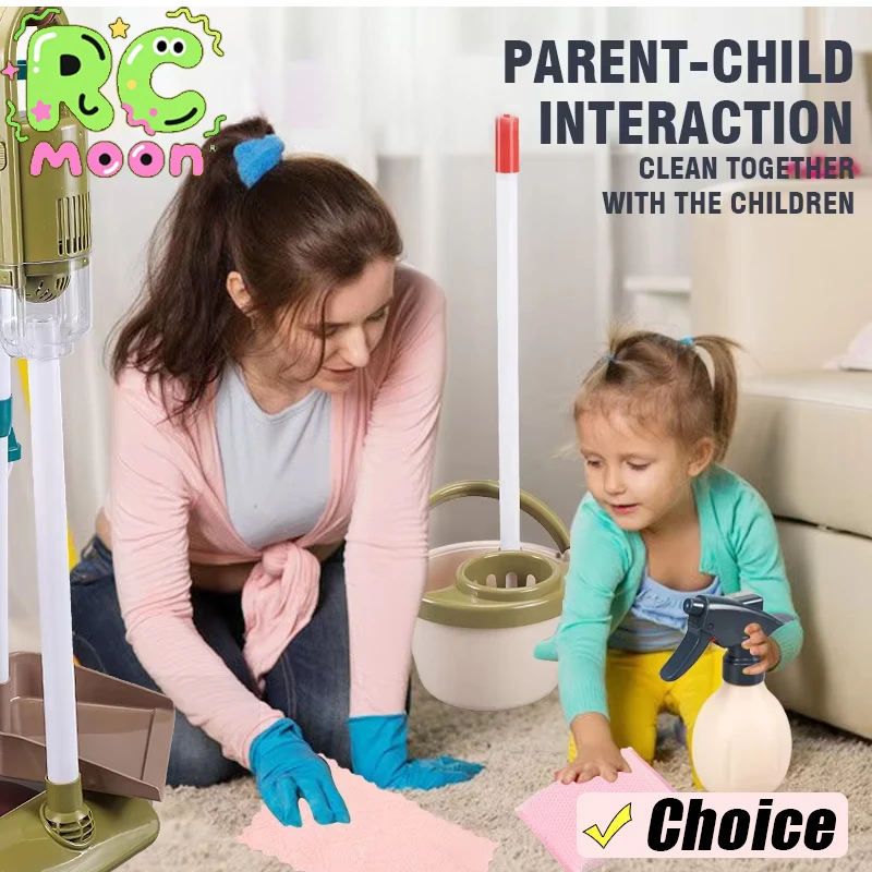 Juego de limpieza para niños de 18-23 piezas, sartén para polvo desmontable, herramientas de limpieza en aerosol, juguetes, carritos educativos para niños pequeños, regalos para niños