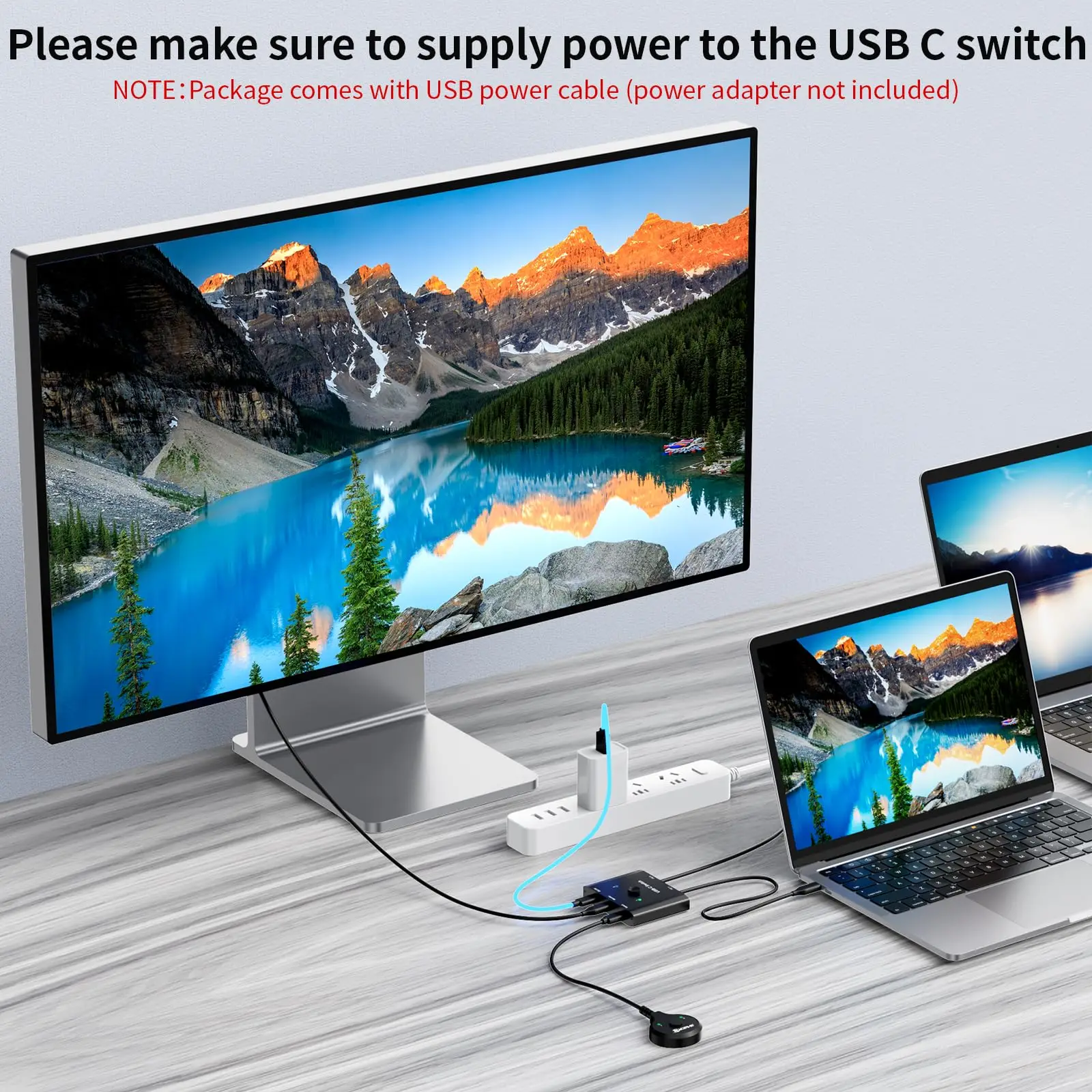 8K@60Hz USB C KVM Switch 2 Computers,USB Type C 4K@120Hz KVM Video/10Gbps Data Transfer/100W Charge,Compatible with Thunderbolt - Image 4