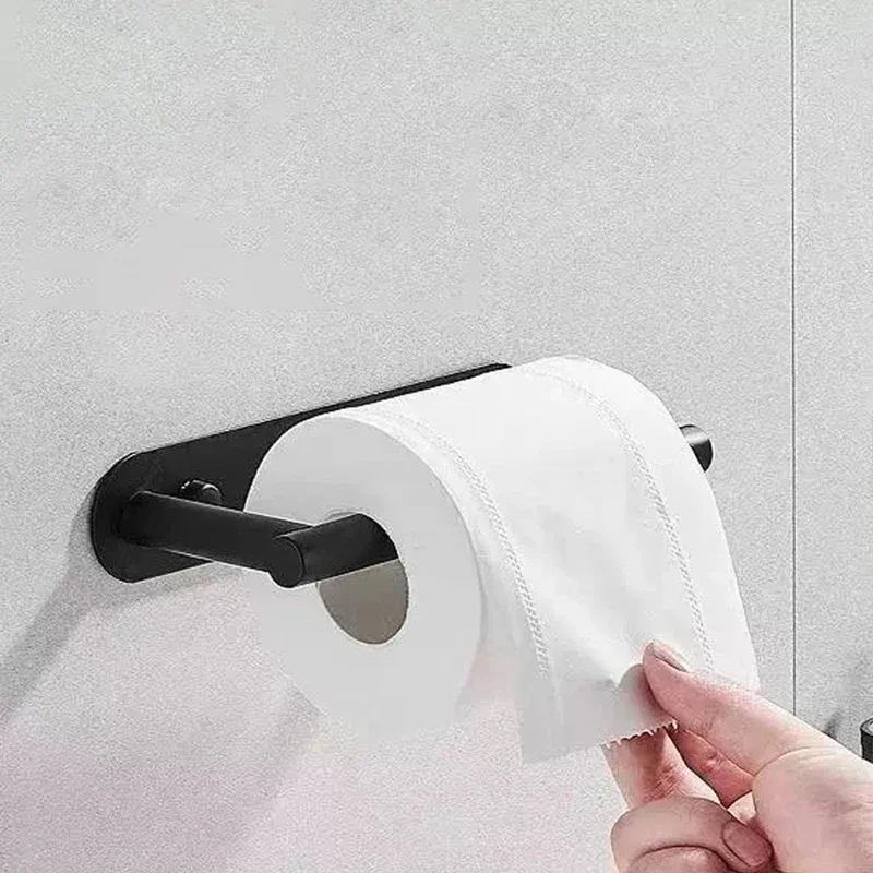 Paper Towel Holder Stainless Steel Tissue Roll Hanger Bathroom Wall Mounted Towel Self Adhesive Toilet Storage Rack